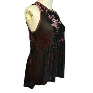 Knox Rose Black Red Boho Tank Top Medium Burnt Velvet Cottage Whimsigoth Goth